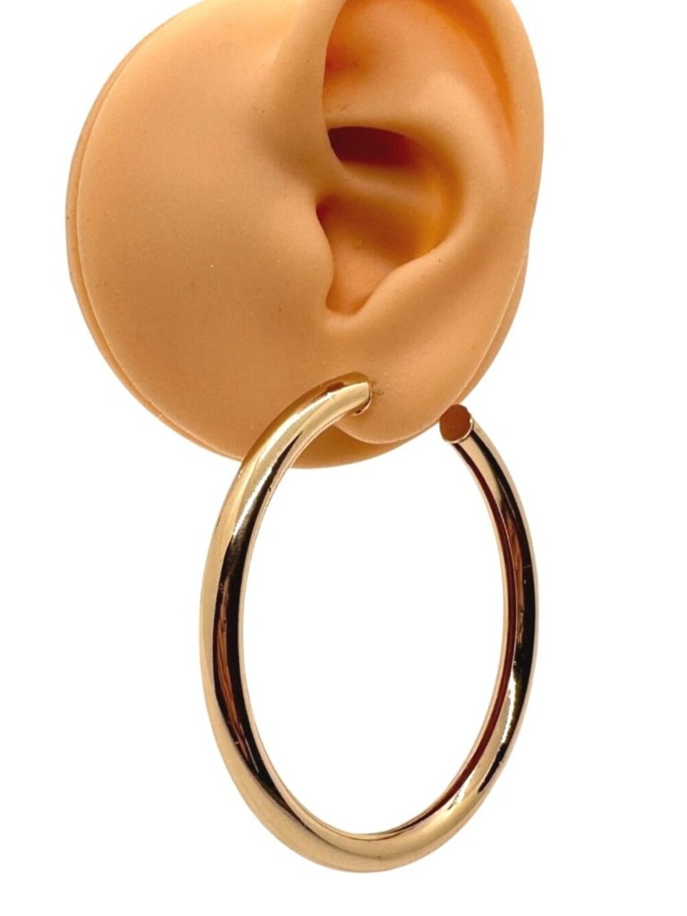 Gold Tone Round Hoop Earrings 2.5 Inch Diameter Polished Finish Lightweight NWOT